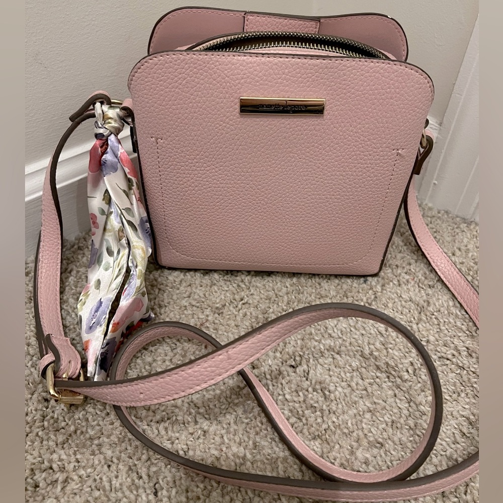 Nanette Lepore Abigail Spring Crossbody Floral Scarf Bag in Carnation Pink